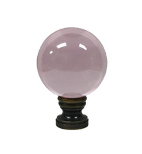 Load image into Gallery viewer, LARGE GLASS ORB-Lamp Finial-PINK, Solid Brass Base, 3-Finishes