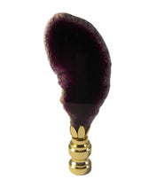 Load image into Gallery viewer, PURPLE/AMETHYST Agate Lamp Finial  With Polished Brass Base