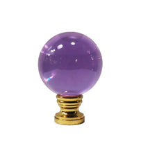 Load image into Gallery viewer, LARGE GLASS ORB-Lamp Finial-PURPLE, Solid Brass Base, 3-Finishes