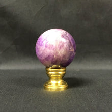 Load image into Gallery viewer, PURPLE ROCK QUARTZ-Crystal Lamp Finial-on Pedestal Base, Available in 3 Finishes (1 Pc.)