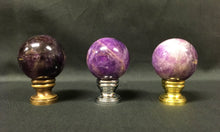 Load image into Gallery viewer, PURPLE ROCK QUARTZ-Crystal Lamp Finial-on Pedestal Base, Available in 3 Finishes (1 Pc.)