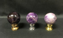 Load image into Gallery viewer, PURPLE ROCK QUARTZ-Crystal Lamp Finial-on Pedestal Base, Available in 3 Finishes (1 Pc.)
