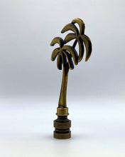 Load image into Gallery viewer, PALM TREE Lamp Finial, Aged Brass Finish, Highly detailed metal casting