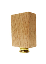 Load image into Gallery viewer, WOOD RECTANGLE BLOCK Solid Beech Lamp Finial W/Dual Thread Base in 4 Plated Finishes
