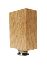 Load image into Gallery viewer, WOOD RECTANGLE BLOCK Solid Beech Lamp Finial W/Dual Thread Base in 4 Plated Finishes