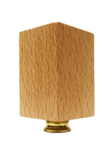 Load image into Gallery viewer, WOOD RECTANGLE CUBE Solid Beech Lamp Finial W/Dual Thread Base in 4 Plated Finishes