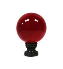 Load image into Gallery viewer, LARGE GLASS ORB-Lamp Finial-RED, Solid Brass Base, 3-Finishes