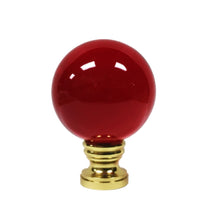 Load image into Gallery viewer, LARGE GLASS ORB-Lamp Finial-RED, Solid Brass Base, 3-Finishes