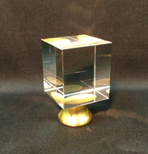 Load image into Gallery viewer, CUBE-Optic Glass Crystal Lamp Finial-Chrome or Satin Brass Finish