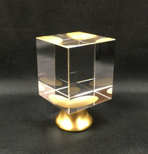 Load image into Gallery viewer, CUBE-Optic Glass Crystal Lamp Finial-Chrome or Satin Brass Finish