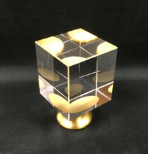 Load image into Gallery viewer, CUBE-Optic Glass Crystal Lamp Finial-Chrome or Satin Brass Finish