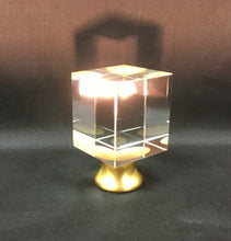 Load image into Gallery viewer, CUBE-Optic Glass Crystal Lamp Finial-Chrome or Satin Brass Finish