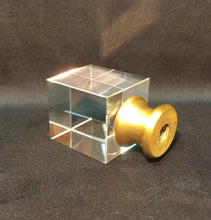 Load image into Gallery viewer, CUBE-Optic Glass Crystal Lamp Finial-Chrome or Satin Brass Finish