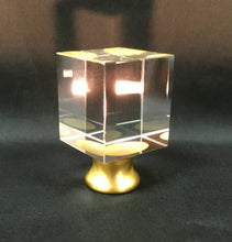 Load image into Gallery viewer, CUBE-Optic Glass Crystal Lamp Finial-Chrome or Satin Brass Finish