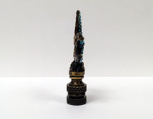 Load image into Gallery viewer, RHINESTONE STARFISH Lamp Finial, Aged Brass Finish, Highly Detailed Metal Casting, Aqua Rhinestones