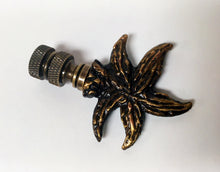 Load image into Gallery viewer, RHINESTONE STARFISH Lamp Finial, Aged Brass Finish, Highly Detailed Metal Casting, Aqua Rhinestones