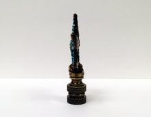 Load image into Gallery viewer, RHINESTONE STARFISH Lamp Finial, Aged Brass Finish, Highly Detailed Metal Casting, Aqua Rhinestones