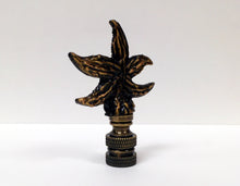 Load image into Gallery viewer, RHINESTONE STARFISH Lamp Finial, Aged Brass Finish, Highly Detailed Metal Casting, Aqua Rhinestones