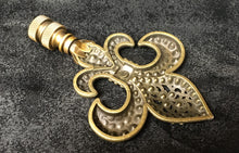Load image into Gallery viewer, RHINESTONE FLEUR DE LIS Lamp Finial-Antique Brass Finish