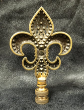 Load image into Gallery viewer, RHINESTONE FLEUR DE LIS Lamp Finial-Antique Brass Finish