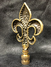 Load image into Gallery viewer, RHINESTONE FLEUR DE LIS Lamp Finial-Antique Brass Finish