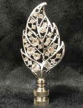 Load image into Gallery viewer, RHINESTONE LEAF Lamp Finial-Antique Silver Finish