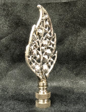 Load image into Gallery viewer, RHINESTONE LEAF Lamp Finial-Antique Silver Finish