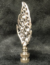 Load image into Gallery viewer, RHINESTONE LEAF Lamp Finial-Antique Silver Finish
