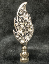 Load image into Gallery viewer, RHINESTONE LEAF Lamp Finial-Antique Silver Finish