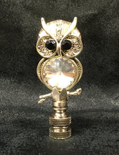 Load image into Gallery viewer, OWL ON BRANCH-Rhinestone Lamp Finial-Antique Silver Finish
