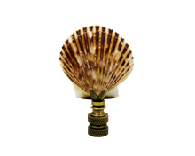 Load image into Gallery viewer, SEA SCALLOP Shell Lamp Finial with Polished Brass or Antique Brass Base (1-PC.)