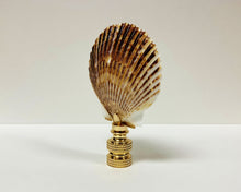 Load image into Gallery viewer, SEA SCALLOP Shell Lamp Finial with Polished Brass or Antique Brass Base (1-PC.)