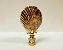 Load image into Gallery viewer, SEA SCALLOP Shell Lamp Finial with Polished Brass or Antique Brass Base (1-PC.)