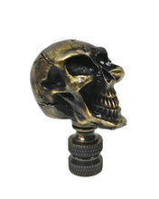 Load image into Gallery viewer, SKULL Lamp Finial, Aged Brass, Polished Gold or Chrome Finish, Highly detailed metal casting (1Pc.)