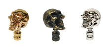 Load image into Gallery viewer, SKULL Lamp Finial, Aged Brass, Polished Gold or Chrome Finish, Highly detailed metal casting (1Pc.)