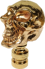 Load image into Gallery viewer, SKULL Lamp Finial, Aged Brass, Polished Gold or Chrome Finish, Highly detailed metal casting (1Pc.)