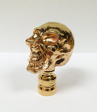 Load image into Gallery viewer, SKULL Lamp Finial, Aged Brass, Polished Gold or Chrome Finish, Highly detailed metal casting (1Pc.)