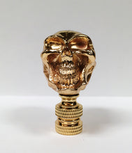 Load image into Gallery viewer, SKULL Lamp Finial, Aged Brass, Polished Gold or Chrome Finish, Highly detailed metal casting (1Pc.)