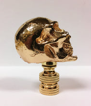 Load image into Gallery viewer, SKULL Lamp Finial, Aged Brass, Polished Gold or Chrome Finish, Highly detailed metal casting (1Pc.)