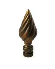 Load image into Gallery viewer, SPIRAL CONE Lamp Finial, Aged Brass Finish, Highly detailed metal casting