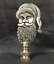 Load image into Gallery viewer, Holiday-Christmas Lamp Finial, SANTA HEAD-Pewter Finish, Detailed metal casting