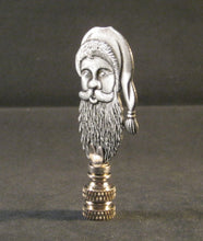 Load image into Gallery viewer, Holiday-Christmas Lamp Finial, SANTA HEAD-Pewter Finish, Detailed metal casting