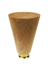 Load image into Gallery viewer, WOOD TAPERED CYLINDER Solid Beech Lamp Finial W/Dual Thread Base in 4 Plated Finishes