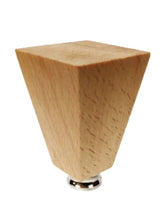 Load image into Gallery viewer, WOOD TAPERED RECTANGLE Solid Beech Lamp Finial W/Dual Thread Base in 4 Plated Finishes