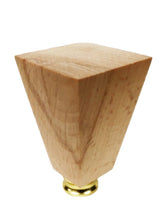Load image into Gallery viewer, WOOD TAPERED RECTANGLE Solid Beech Lamp Finial W/Dual Thread Base in 4 Plated Finishes