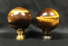 Load image into Gallery viewer, Large TIGER EYE QUARTZ Stone Lamp Finial-on Pedestal Base, AB, PB or CH Finish (1 Pc.)
