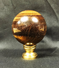 Load image into Gallery viewer, Large TIGER EYE QUARTZ Stone Lamp Finial-on Pedestal Base, AB, PB or CH Finish (1 Pc.)