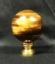 Load image into Gallery viewer, Large TIGER EYE QUARTZ Stone Lamp Finial-on Pedestal Base, AB, PB or CH Finish (1 Pc.)