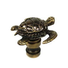 Load image into Gallery viewer, TORTOISE Lamp Finial-Aged Brass Finish, Highly detailed metal casting