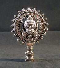 Load image into Gallery viewer, TIBETAN SUN GOD Lamp Finial-Antique Silver Finish-Satin Nickel Base-Detailed Casting
